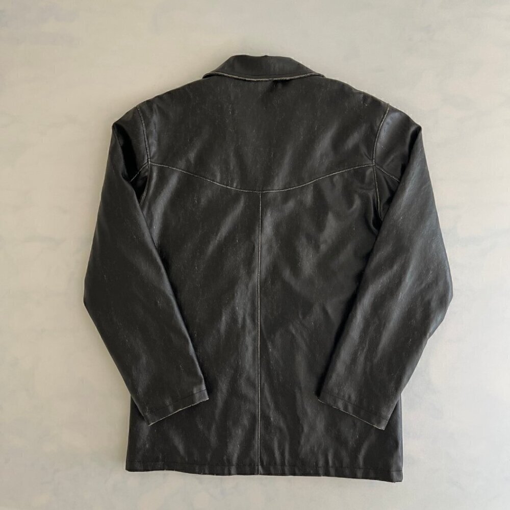 BC Ethic Faux Distressed Long Leather Jacket - Picture 3 of 9